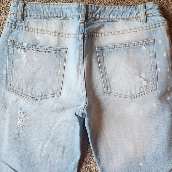 Free People | Distressed & Bedazzeled Light Blue Jeans - Picture 11 of 14